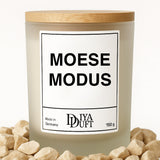 Kerze aus Sojawachs – „MÖSE MODUS“ – Frosted Glas & Bambusdeckel