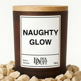 Kerze aus Sojawachs – „NAUGHTY GLOW“ – Frosted Glas & Bambusdeckel