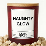Kerze aus Sojawachs – „NAUGHTY GLOW“ – Frosted Glas & Bambusdeckel