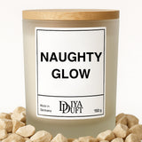 Kerze aus Sojawachs – „NAUGHTY GLOW“ – Frosted Glas & Bambusdeckel