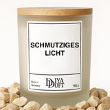 Kerze aus Sojawachs – „SCHMUTZIGES LICHT“ – Frosted Glas & Bambusdeckel