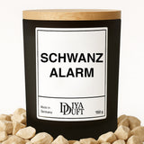 Kerze aus Sojawachs – „SCHWANZ ALARM“ – Frosted Glas & Bambusdeckel