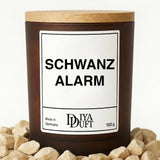 Kerze aus Sojawachs – „SCHWANZ ALARM“ – Frosted Glas & Bambusdeckel