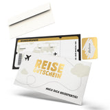 Reisegutschein im Boarding Pass Stil – Rubbelkarte mit Umschlag