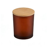 Frosted Kerzenglas 210ml mit Bambusdeckel
