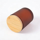 Frosted Kerzenglas 210ml mit Bambusdeckel