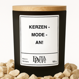 Kerze aus Sojawachs – „KERZEN-MODE-AN“ – Frosted Glas, Bambusdeckel