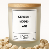 Kerze aus Sojawachs – „KERZEN-MODE-AN“ – Frosted Glas, Bambusdeckel